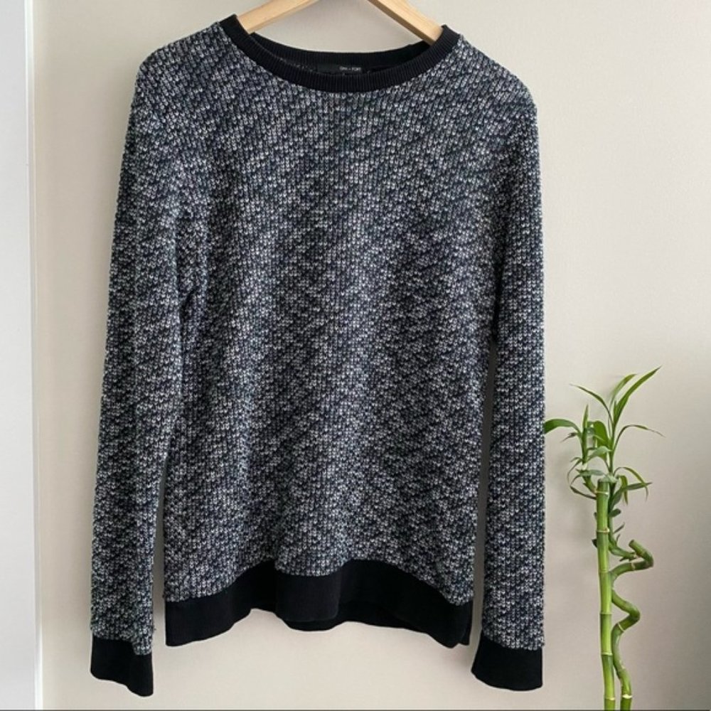 OAK + FORT Gray Marled Black Trim Knit Sweater
